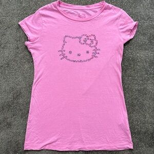 Hello Kitty Pink Short Sleeve Tee with Rhinestone Design
